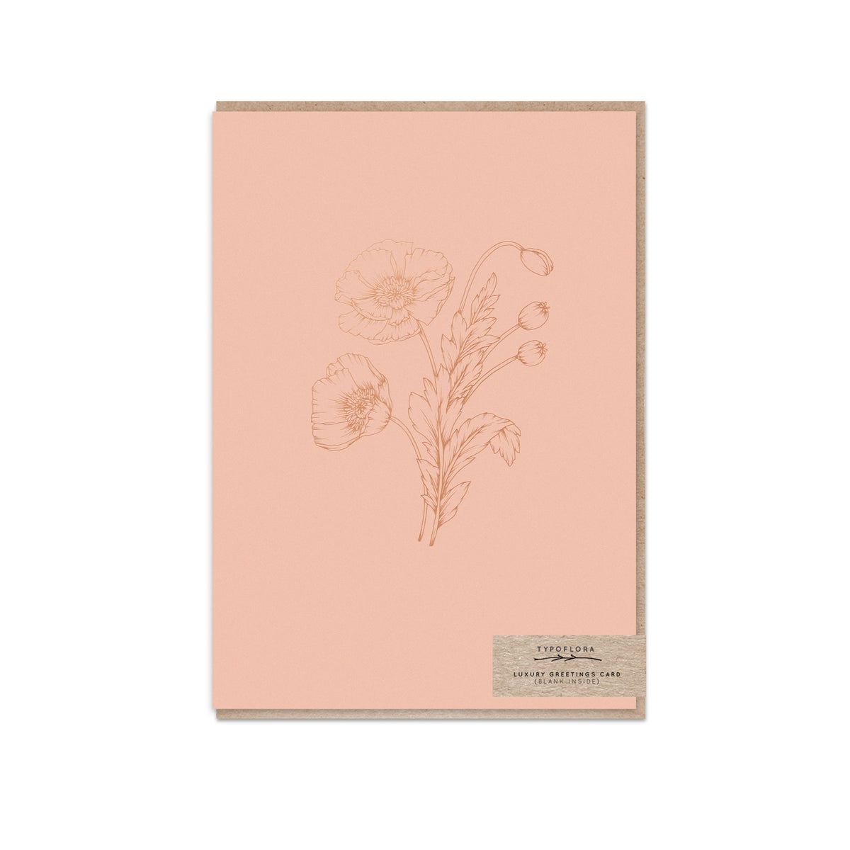 TYPOFLORA - DUSTY PINK POPPIES CARD